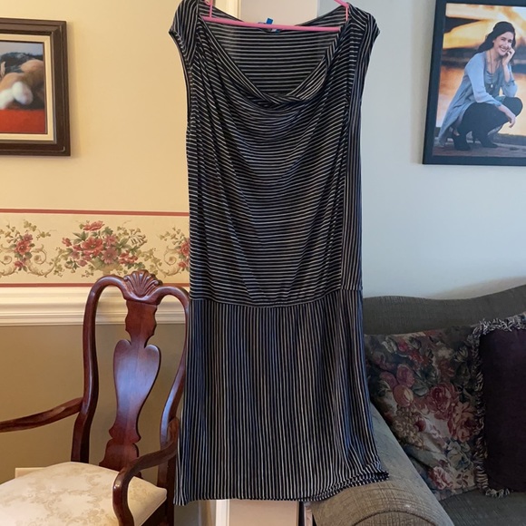 Derek Lam for Design Nation black, white stripe sleeveless rayon/polyester dress - Picture 7 of 8